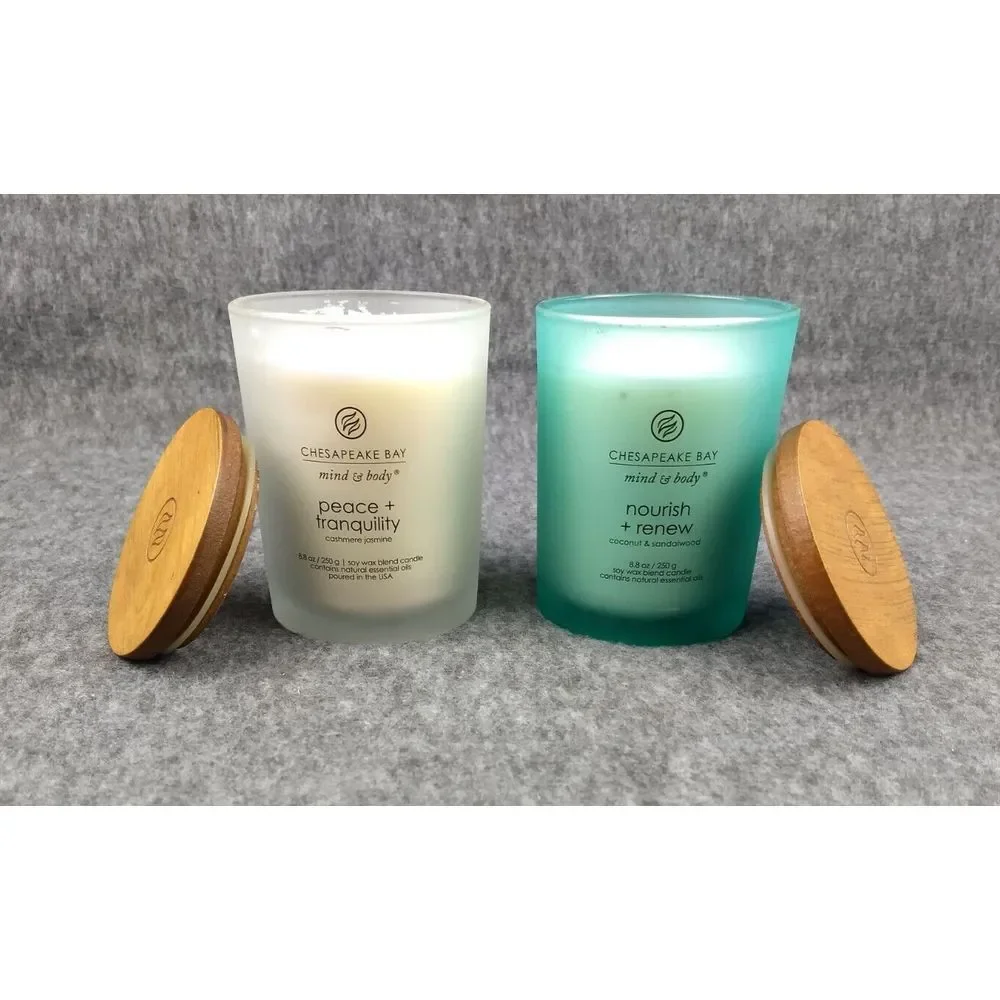 Chesapeake Bay Mind Body Candle Peace Tranquility Nourish Renew 1-Wick Lot/2 NEW